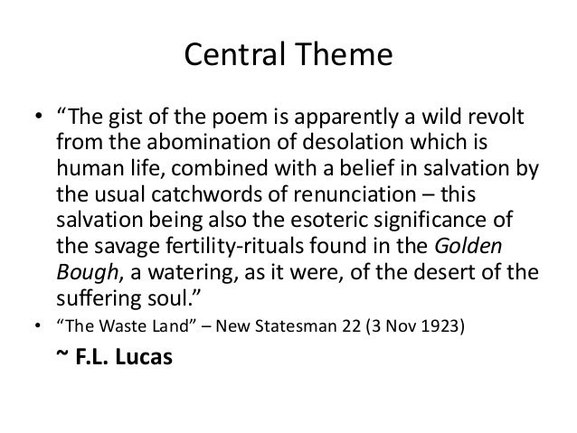 A literary analysis of the waste land by t s eliot summary of ts eliot